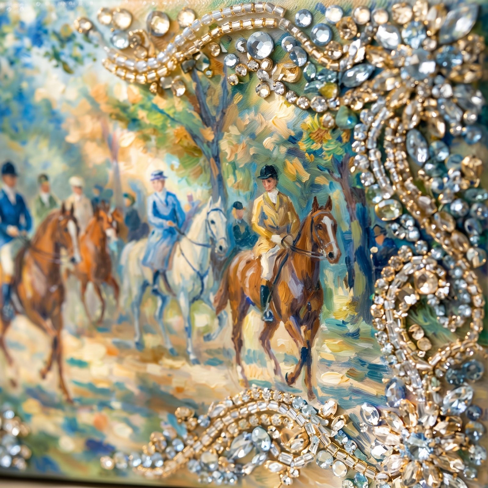 Hunting party painted clutch detail