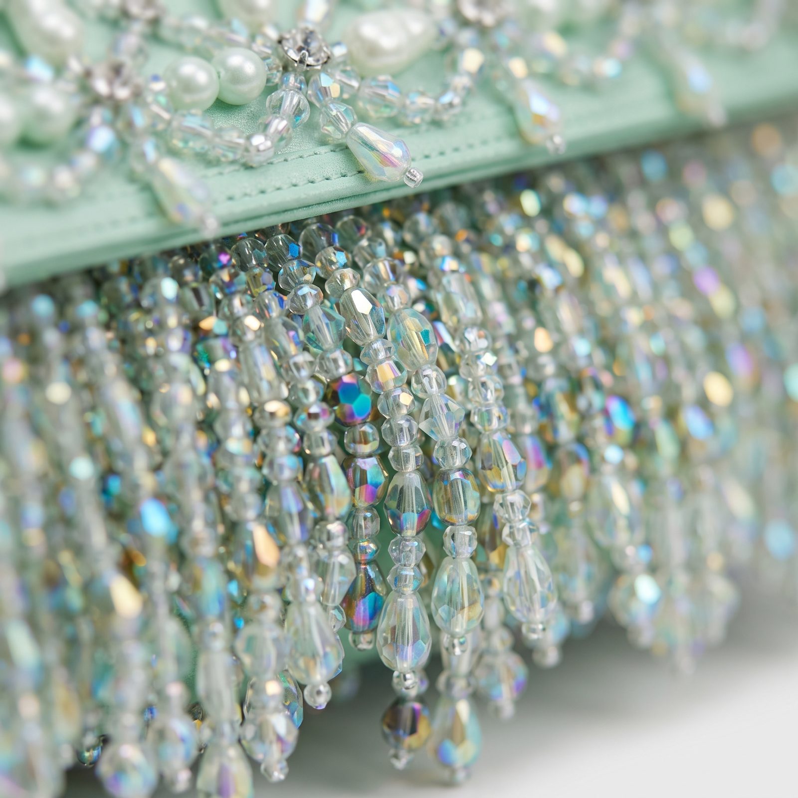 Mint crystal fringe detail