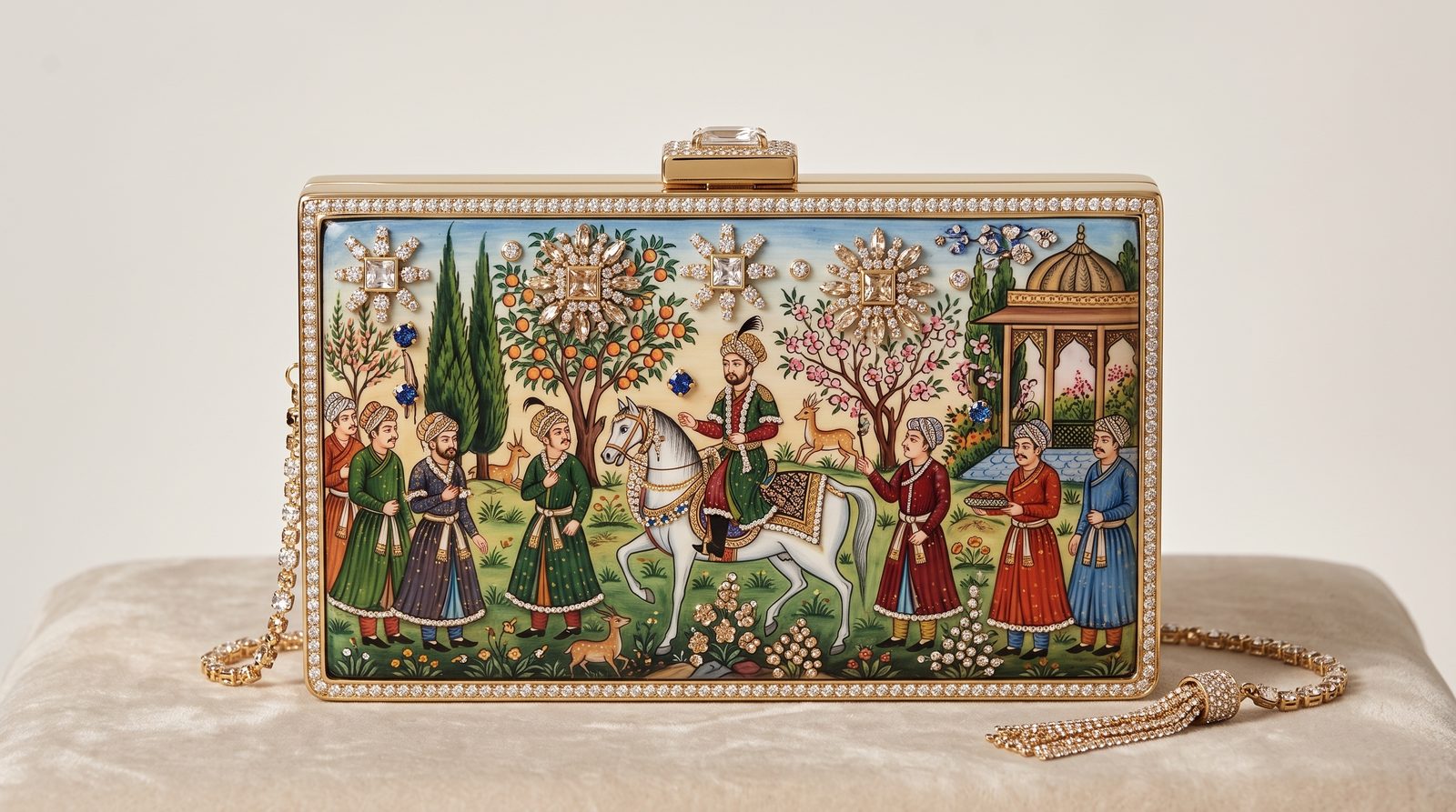 Mughal court crystal minaudiere front view