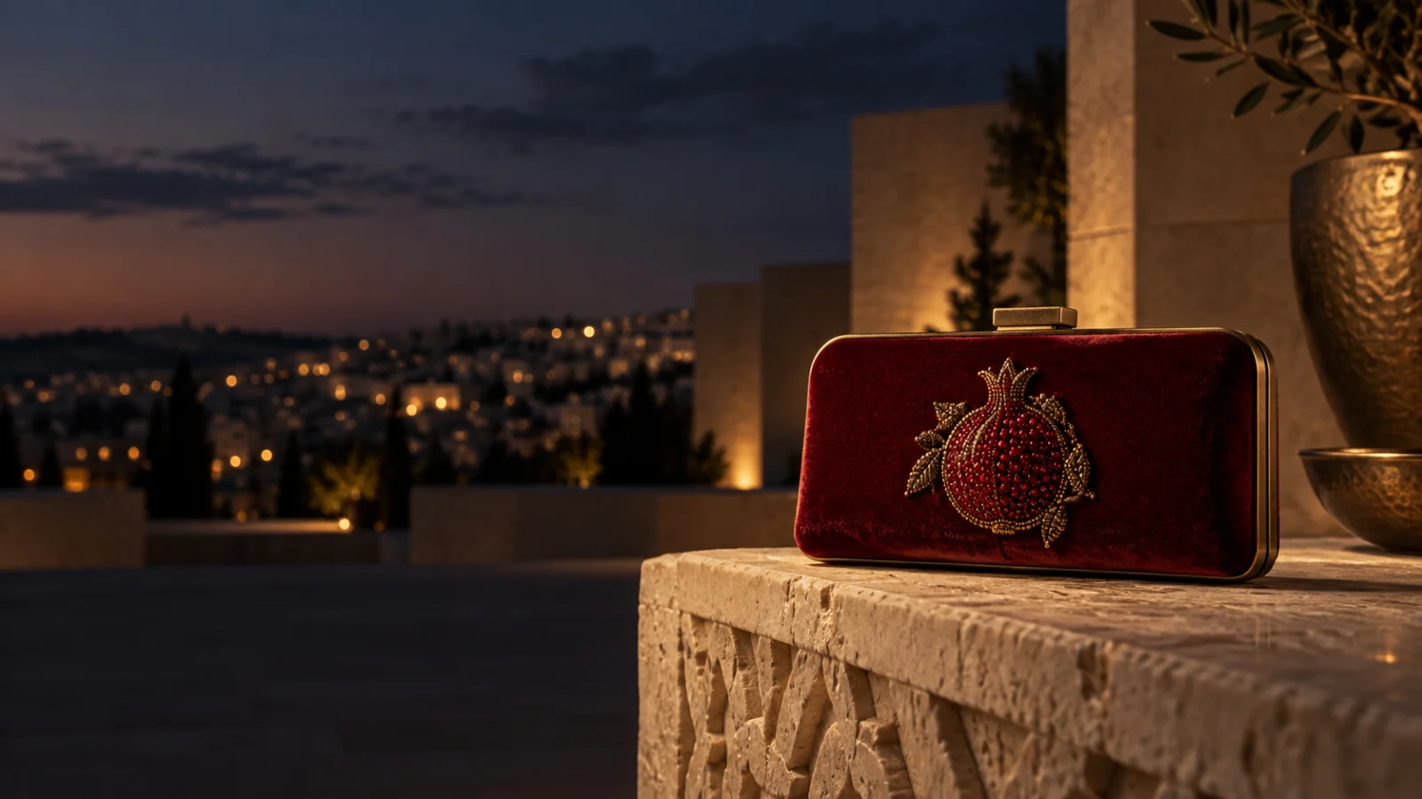 Pomegranate Noor Clutch campaign view