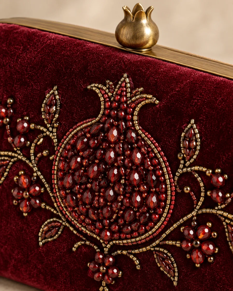 Pomegranate Noor Clutch detail view