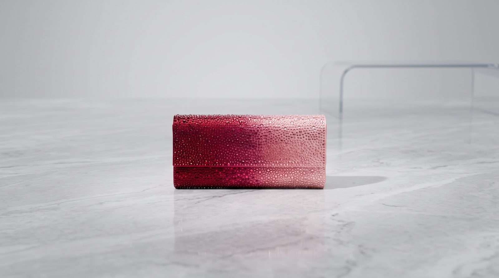 Scarlet ombre crystal clutch studio view